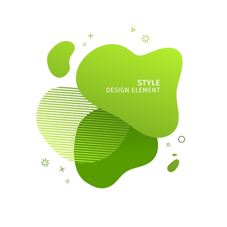 Unique abstract graphic elements. Eco banner with a gradient shape. Design template for presentation or flyer. Abstract forms green dynamic composition. Minimal mesh background. Modern style vectorのイラスト素材