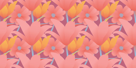 Floral seamless pattern. Modern abstract gradient backgraund with flowers and blossom. Wallpaper...