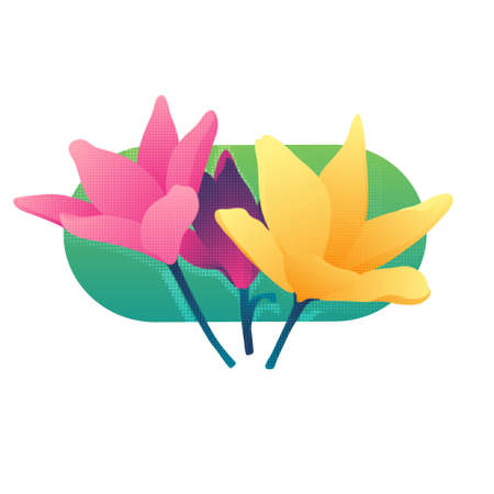 Gentle gradient flower on geometric background. Modern print with blossom with dotted texture. Vectorのイラスト素材