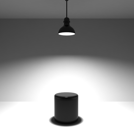 Studio background with lamp and black standの写真素材
