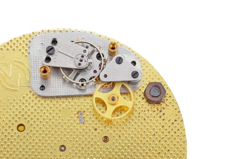 Inside the clock (clockworks), antique vintage clock mechanism