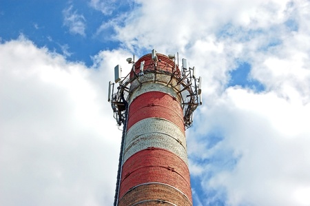 Transceiver for mobile phone on boiler chimney の写真素材