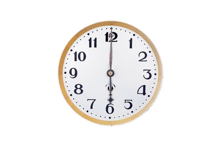 Antique vintage clock, isolated on white backgroundの写真素材