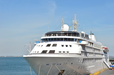 Cruise tourist ship in Black sea, Odessa, Ukraineの写真素材