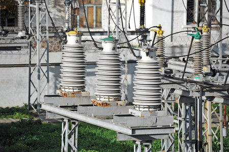 Part of high-voltage substation with switches and disconnectors