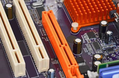 Printed computer motherboard with PCI connector slot