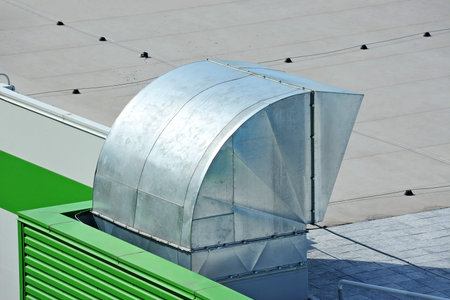 Industrial air conditioning and ventilation systems on a roof