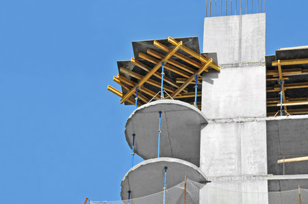 Building construction site work against blue sky