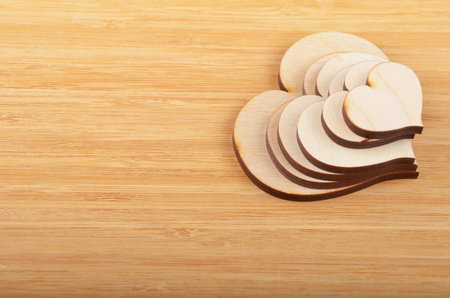 Heart on wooden background, card for Valentine's dayの写真素材