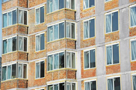 Building construction site from concrete and brick