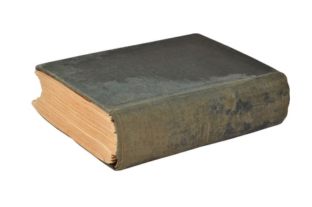 Dirty antique book, isolated on white backgroundの写真素材