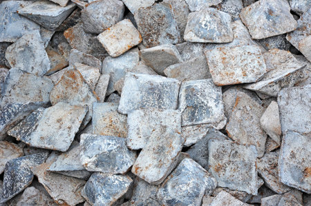 Close up of semi-finished pig iron, ready for shipmentの写真素材