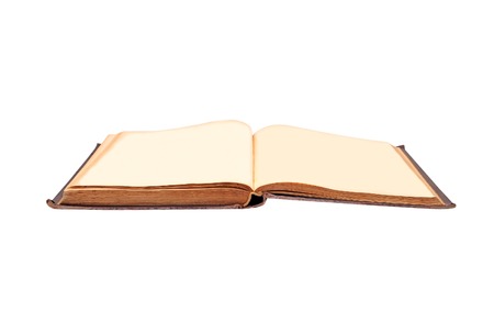 Old hardcover book, isolated on white backgroundの写真素材