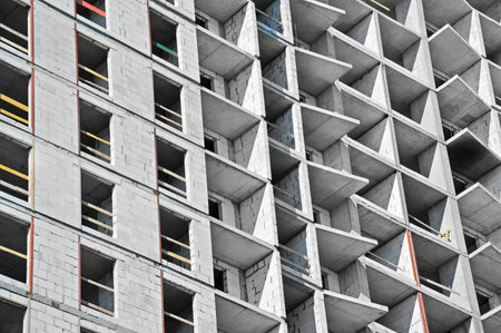 Building construction site from concrete and brick