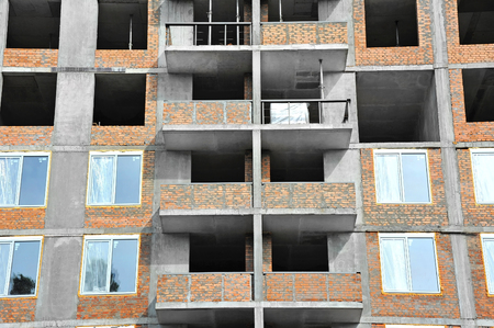 Building construction site from concrete and brickの写真素材