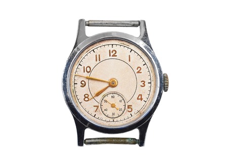 Antique vintage watch, isolated on white backgroundの写真素材