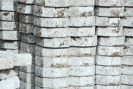 Stack of paving stone on construction siteの写真素材