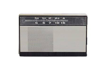Soviet retro radio, isolated on white backgroundの写真素材