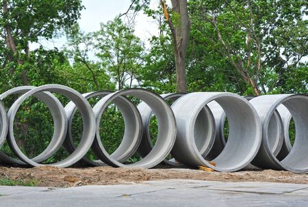 Concrete circle pit block on construction siteの写真素材