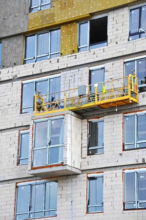 Suspended Platform Cradle Construction Gondola, ZLP on wallの写真素材