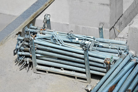 Scaffolding and equipment on construction site work