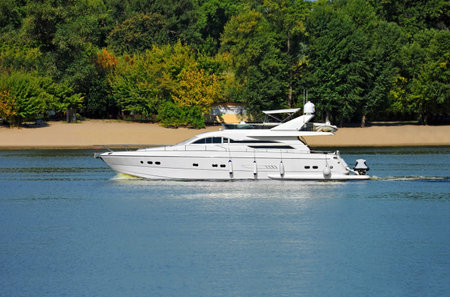 Motorboat on the Dnieper river, Kiev, Ukraine