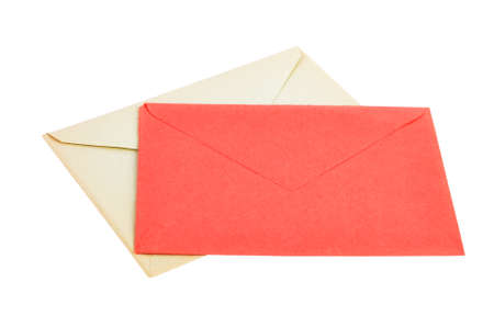 Retro handmade envelope, isolated on white backgroundの写真素材