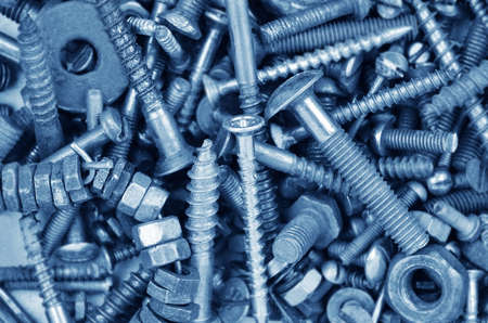 Macro shot of old screw nut and boltの写真素材