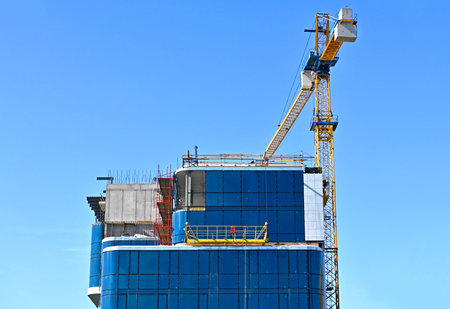 Crane and suspended Platform Cradle Construction Gondola, ZLP on construction