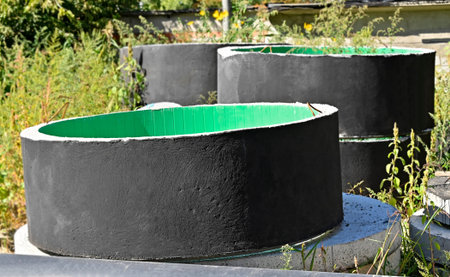 Concrete circle pit block on construction site