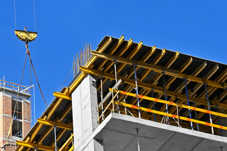 Building construction site work with blue sky
