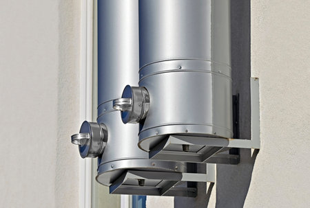 Commercial air ventilation system funnel on wall
