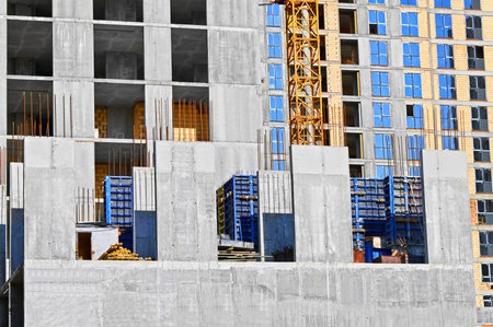 Construction site with formwork for monolithic works