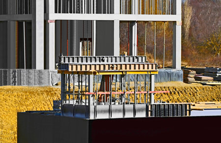Construction site with formwork for monolithic works