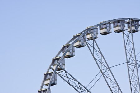 Ferris wheel against a blue sky with copy space. Location: Paris, Franceの写真素材