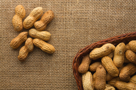 Peanuts on burlap