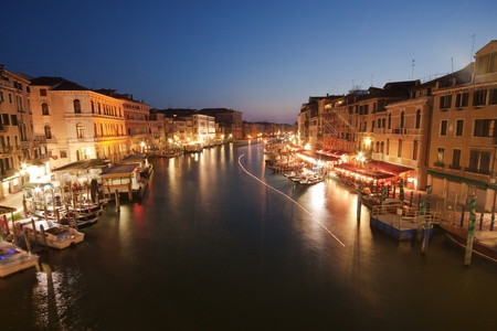 Grand Canal in Venice by nightの写真素材