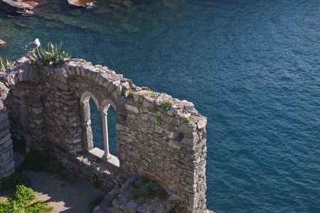 Typical view of Mediterranean Sea in Portovenere, Liguria, Italyの写真素材