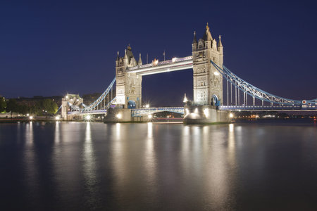 Tower Bridge in London, UK, by nightのeditorial素材