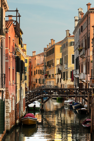 Colorful characteristic canal in Venice, Italy.の写真素材