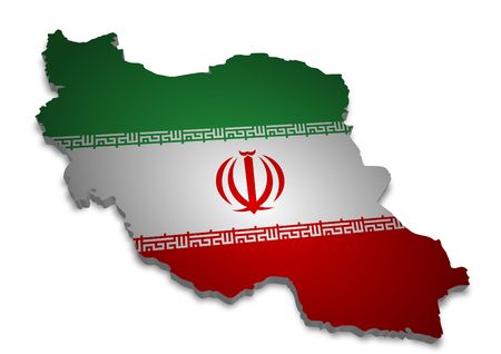3D outline of Iran with flagの写真素材