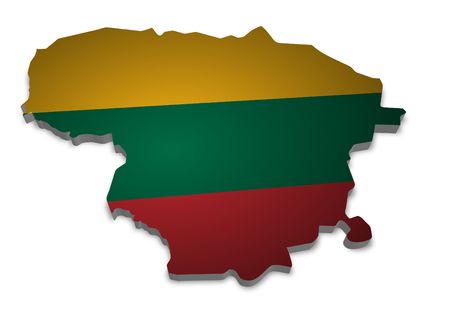 3D outline of Lithuania with flagの写真素材