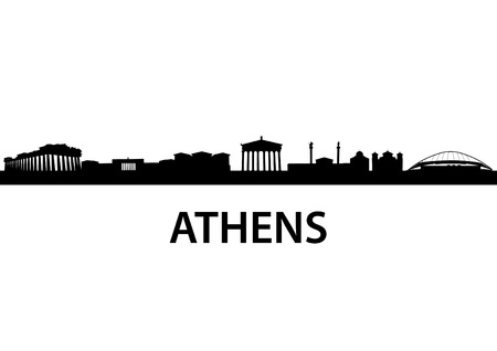 detailed vector skyline of Athensのイラスト素材