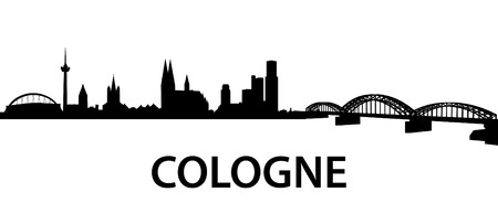 detailed silhouette of Cologne, Germanyのイラスト素材