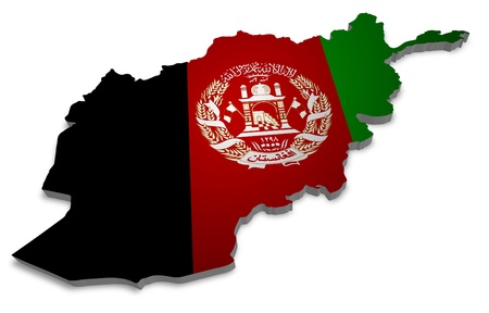 3D outline of Afghanistan with flagの写真素材