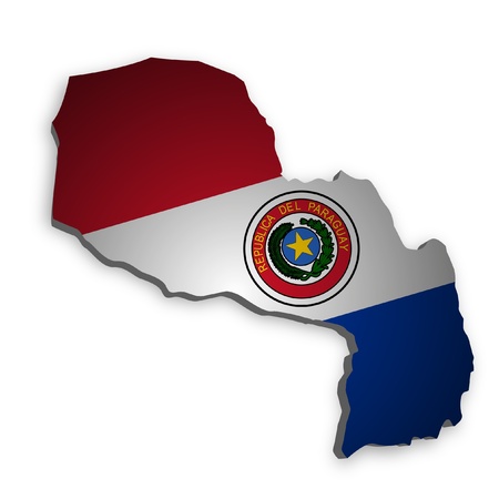 3D outline of Paraguay with flagの写真素材