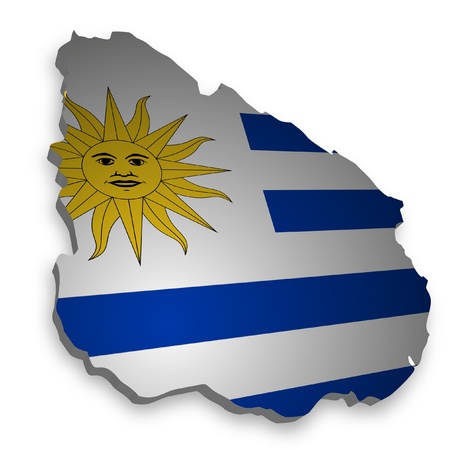3D outline of Uruguay with flagの写真素材