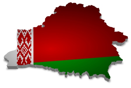 3D outline of Belarus with flagの写真素材