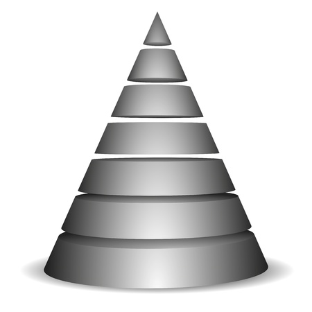 illustration of a sliced cone pyramid with seven layersのイラスト素材