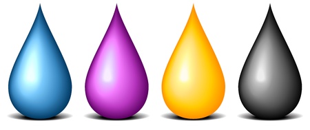 illustration of CMYK colored drops, symbol for painting and printingのイラスト素材